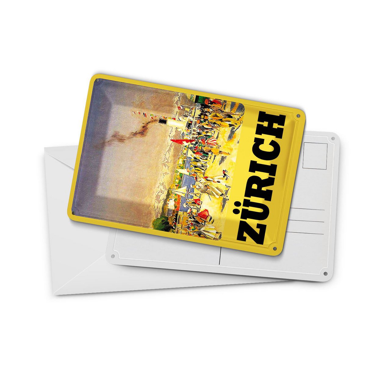 Cartolina da viaggio in latta 10x14 cm Cartello decorativo nostalgico per passanti del piroscafo di Zurigo
