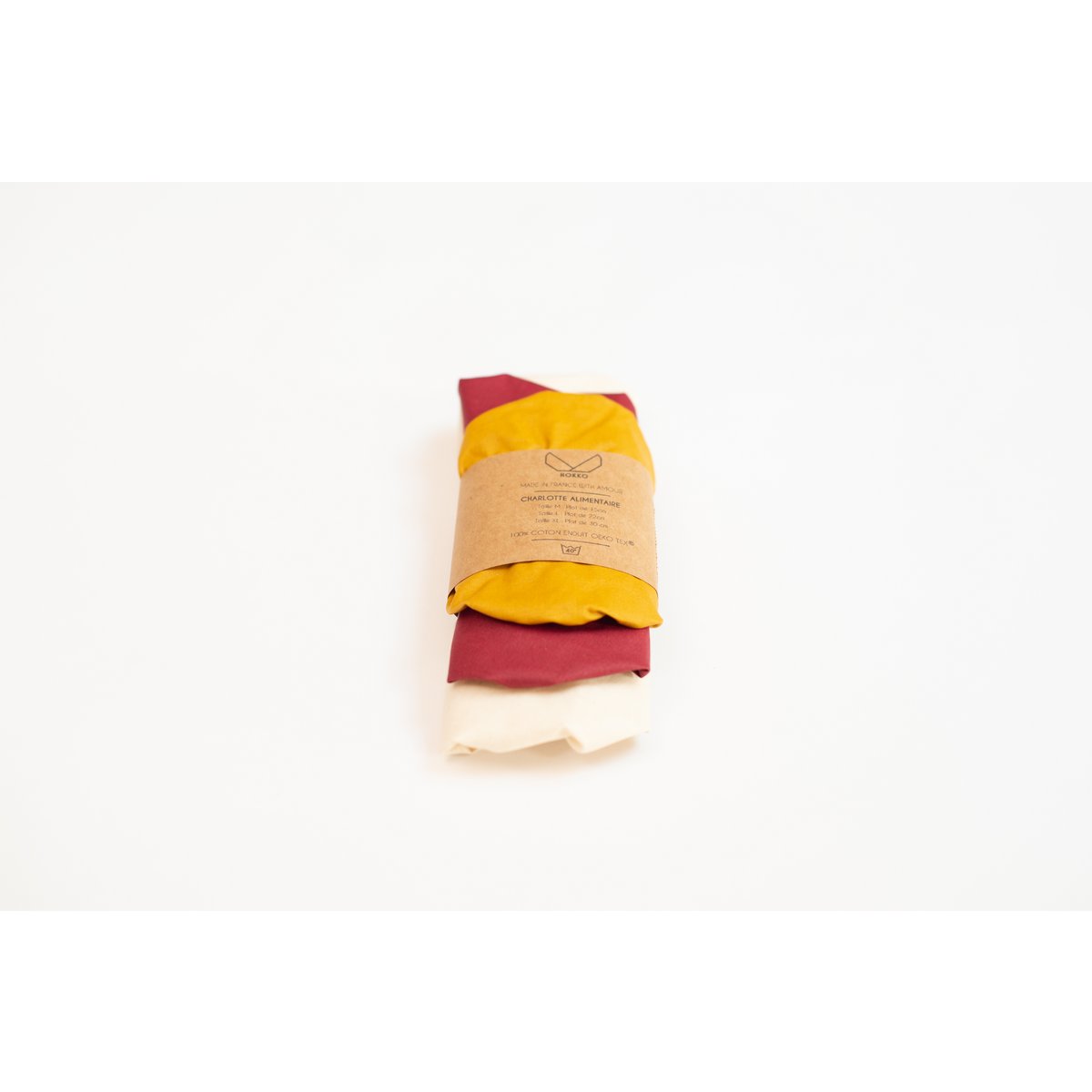 Set of 3 bowls cover - Burgundy / Yellow