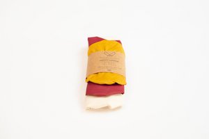 Set of 3 bowls cover - Burgundy / Yellow