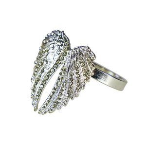Servetring vleugels, zilver, metaal/strass, 5x5,5 cm