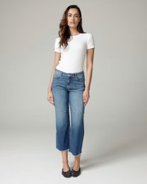Mid-Blue staight-leg cropped mid-Rise jeans | Nancy