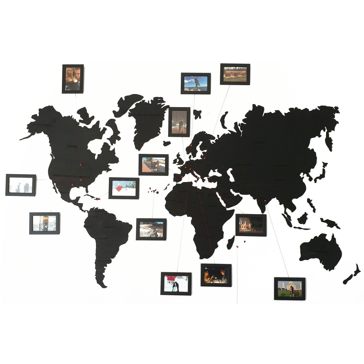 Wooden world map, Wooden black wall world wall map