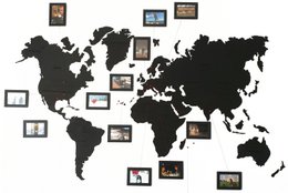 Wooden world map, Wooden black wall world wall map