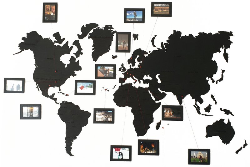 Wooden world map, Wooden black wall world wall map