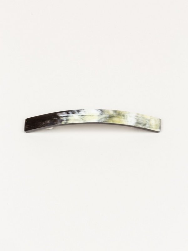 Long rectangular barrette in black african horn