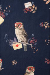 EU STOCK Kleid mit Blütenblattärmeln von Donna in Marineblau und Eulenmuster