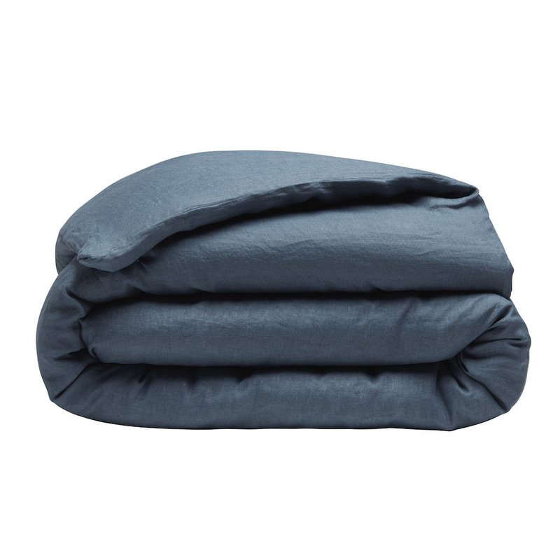 DUVET COVER 155X220CM 100% WASHED LINEN EMERALD BLUE