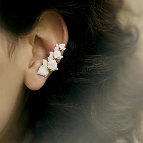 White Orchids Flower Ear Cuff-One Piece-For Left Ear