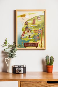 „Cycling Eleven Cities Route“ – A3-Illustrationsdruck | Kunstdruck auf 300 g/m² Tintoretto Gesso | Elf Städte festgelegt
