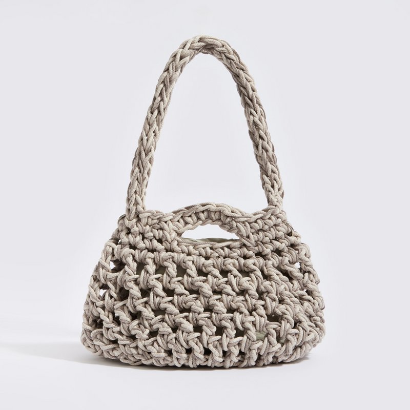 Borsa a tracolla “Tinos cotton” all'uncinetto con pochette impermeabile crema+beige