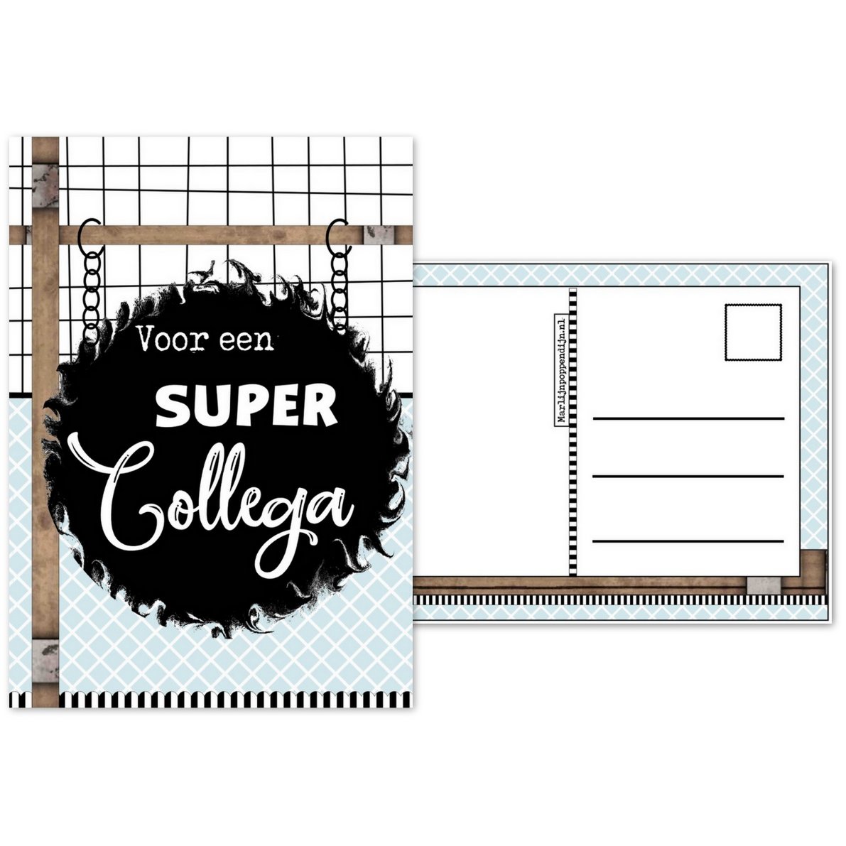 Scheda A6 con testo ''Per un super collega''.