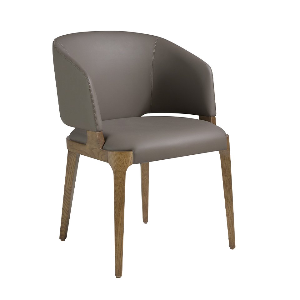Leatherette dining chair with walnut ash structure