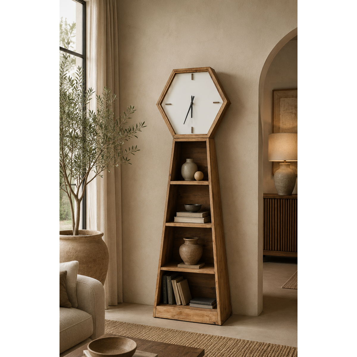 Librería con reloj 55 x 28 x 180 h cm