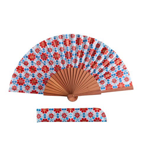 Octagon Mosaic Satin Hand Fan Halima 23 cm