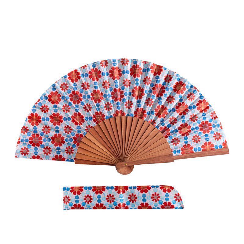 Octagon Mosaic Satin Hand Fan Halima 23 cm