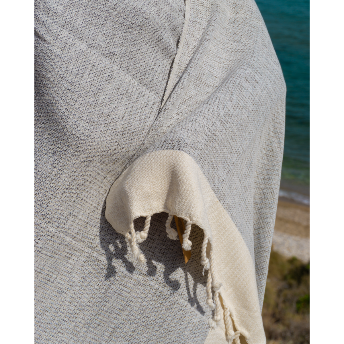 MANOLIA Telo Mare Hammam in Cotone – Leggero – Grigio - 180x100 cm