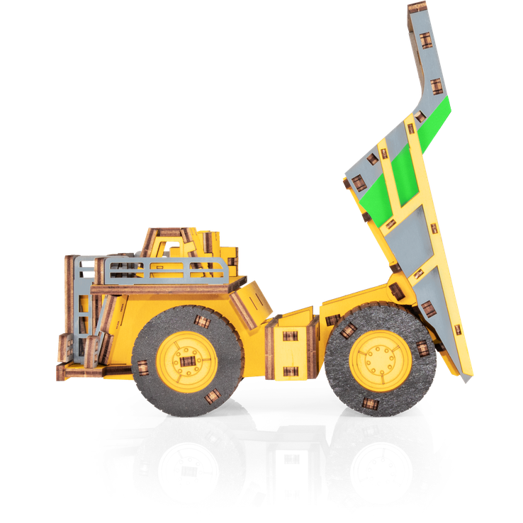 Eco Wood Art (EWA) 3D-Puzzle aus mechanischem Holz, Hybrid-Bergbau-Muldenkipper Belaz-7513M, 4233, Farbe Gelb, 18 x 9 x 10 cm