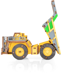 Eco Wood Art (EWA) 3D-Puzzle aus mechanischem Holz, Hybrid-Bergbau-Muldenkipper Belaz-7513M, 4233, Farbe Gelb, 18 x 9 x 10 cm