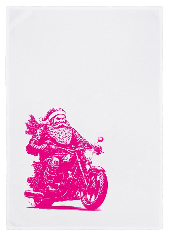 Tea towel white, go santa go