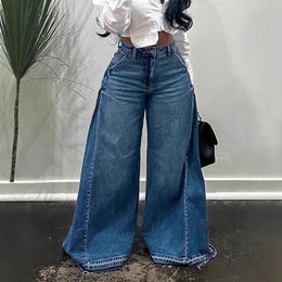 Jean ample à jambes larges, pantalon à cloche et à pompon
