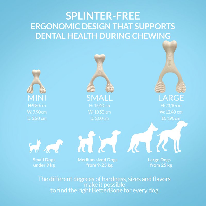 BetterBone Dogs Tewing Bones - Mini Soft Classic (uden nylon, CO2 neutralt lavet i Europa)