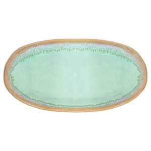 Steengoedplaat Klein Oval, 22,5 x 10,8 cm, turquoise