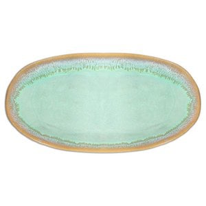 Steengoedplaat Klein Oval, 22,5 x 10,8 cm, turquoise
