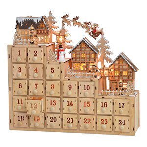 Advent calendar winter scene with lighting made of wood (W / H / D) 38x34x10cm