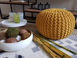 Knitted stool pouf Ø 45 H 30 cm cm seat pouf knitted floor cushion