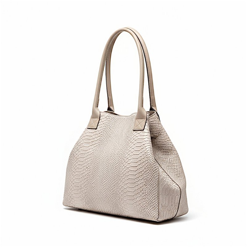 LOLA – Borsa italiana in pelle goffrata pitone – Rosa cipria
