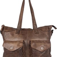 Handbags Ladies Shoulder Bag Large Bag Washed Leather Dark Brown