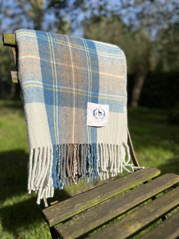 Tartan-Decke – Stewart Muted Blue – 100 % recycelte Wolle