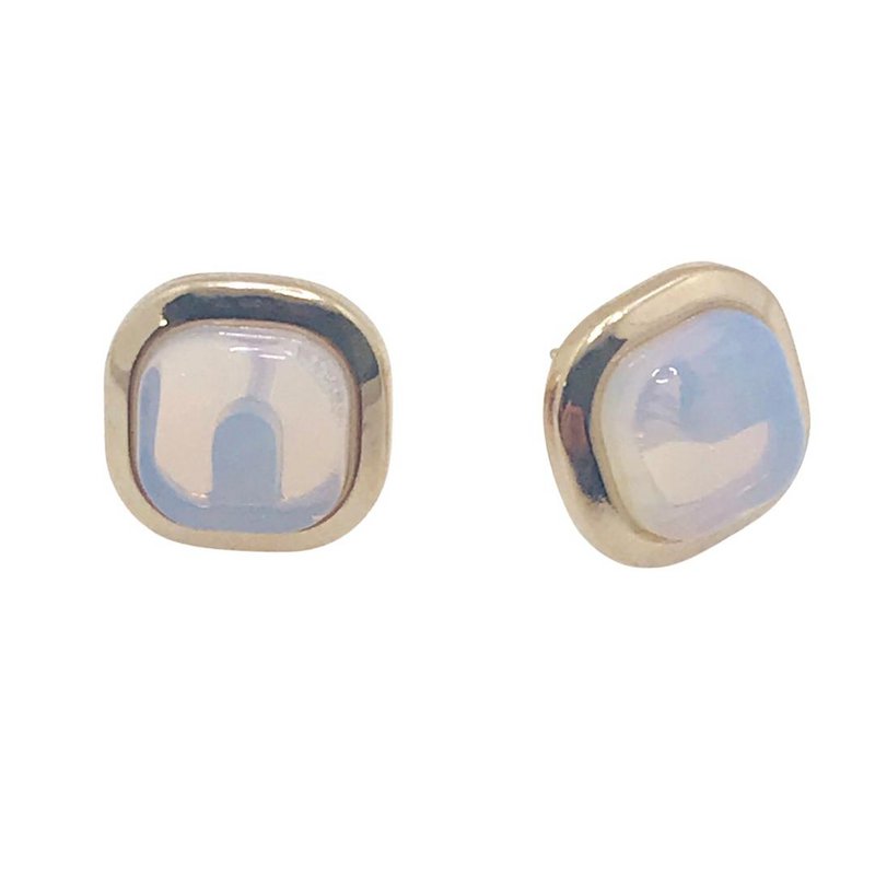 Petite boucle d'oreille carrée avec pierres précieuses encadrées