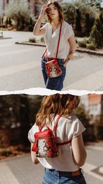 '' JERSEY '' leather shoulder bag / backpack