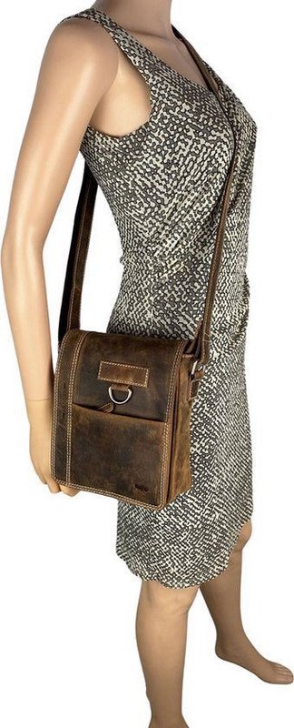 Cognac -colorowana skórzana torba na ramię z Arrigo - wszechstronna torba crossbody