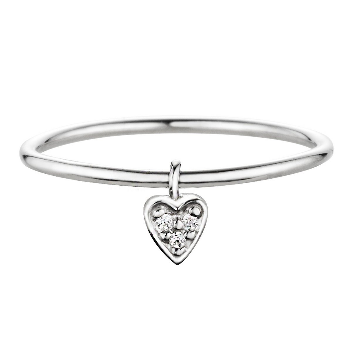 Ring 925/- Silber rhodiniert Herz mit Zirkonia