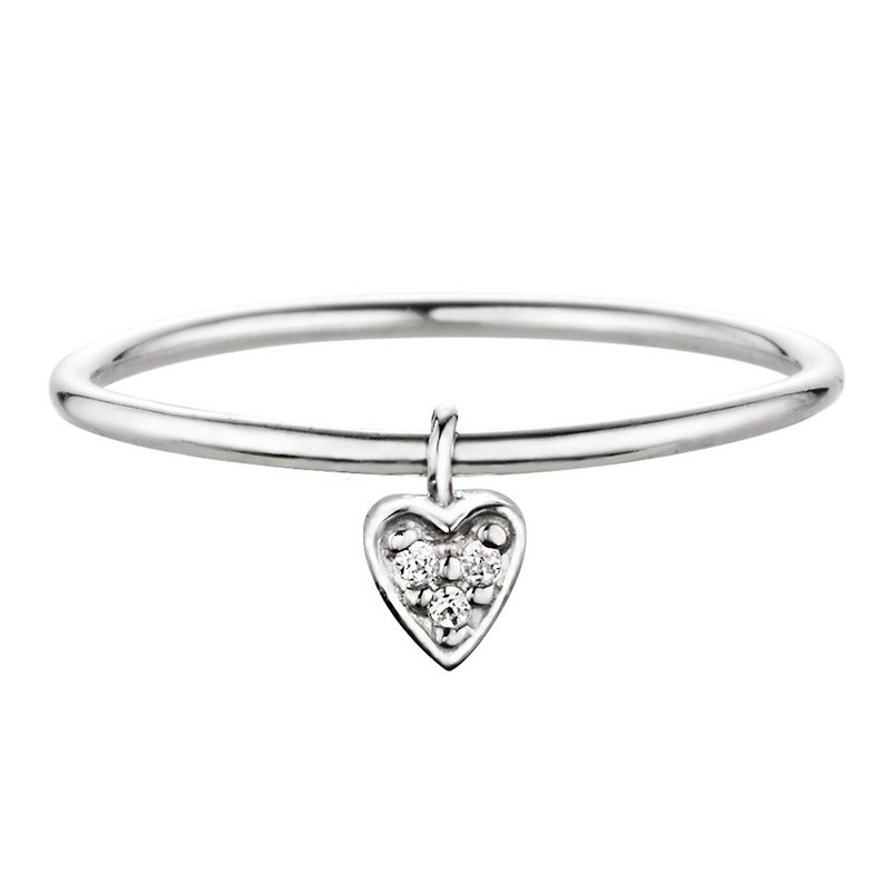 Anillo 925/- Plata rodinada Herz mit Zirkonia