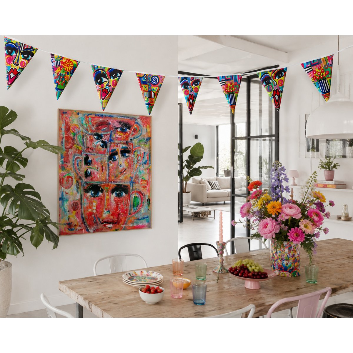 Puk Art® | Stoffen Slinger | Pop Art | Dubbelzijdig • 12 meter