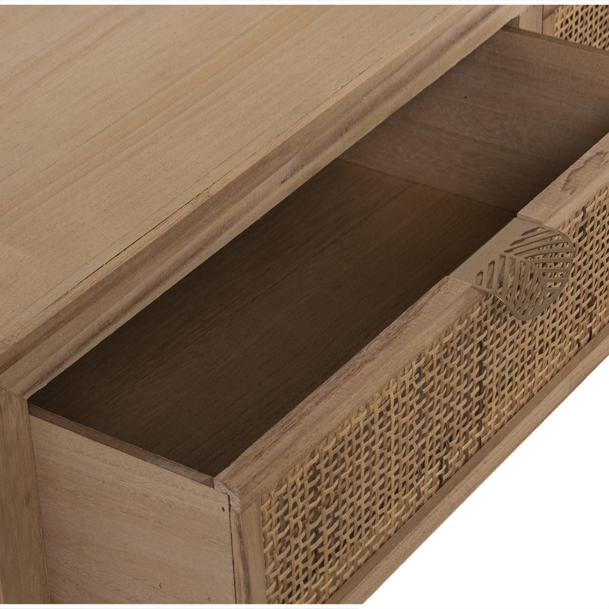 MESA TOCADOR C/ESPEJO Y 2 CAJONES RATÁN, ESPEJO:ø45CM 90X40X125CM, ALT.MESA:78CM ST68037