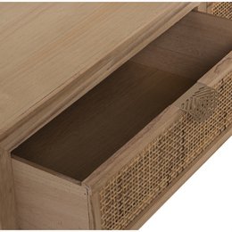 MESA TOCADOR C/ESPEJO Y 2 CAJONES RATÁN, ESPEJO:ø45CM 90X40X125CM, ALT.MESA:78CM ST68037