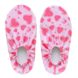  Pink kids slippers with red heart pattern, water shoes, soft sole, children's footwear