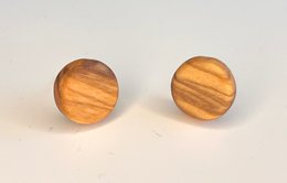 Boucles d'oreilles clous 12 mm en véritable bois d'olivier naturellement maîtrisé, design arrondi et élégant, beau grain marron