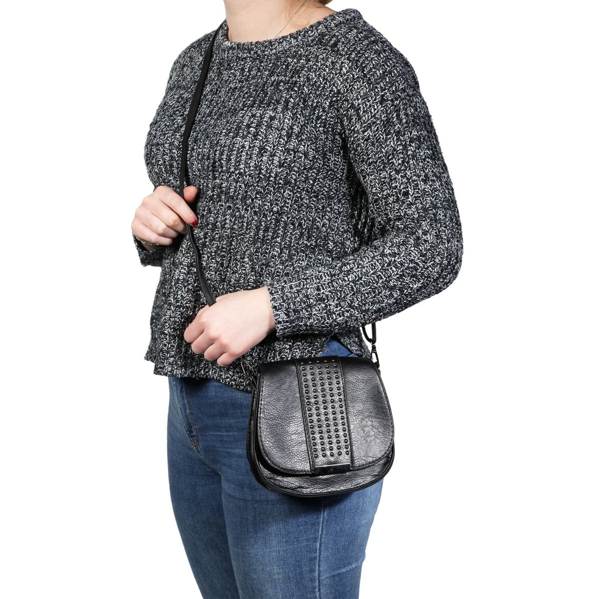 Sac à main pour femme en simili cuir, noir