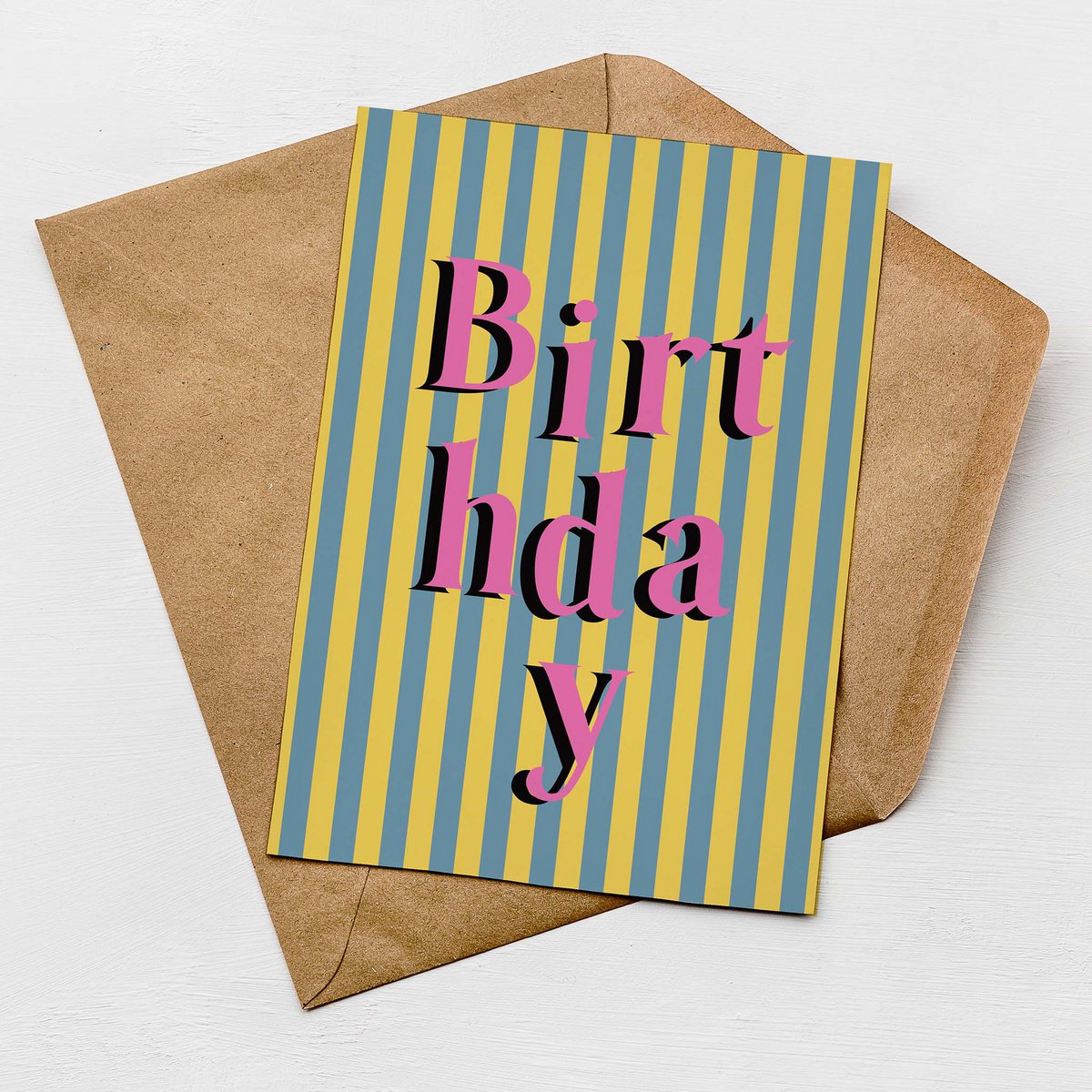Carte d’anniversaire rayée mélangée | Cartes de voeux