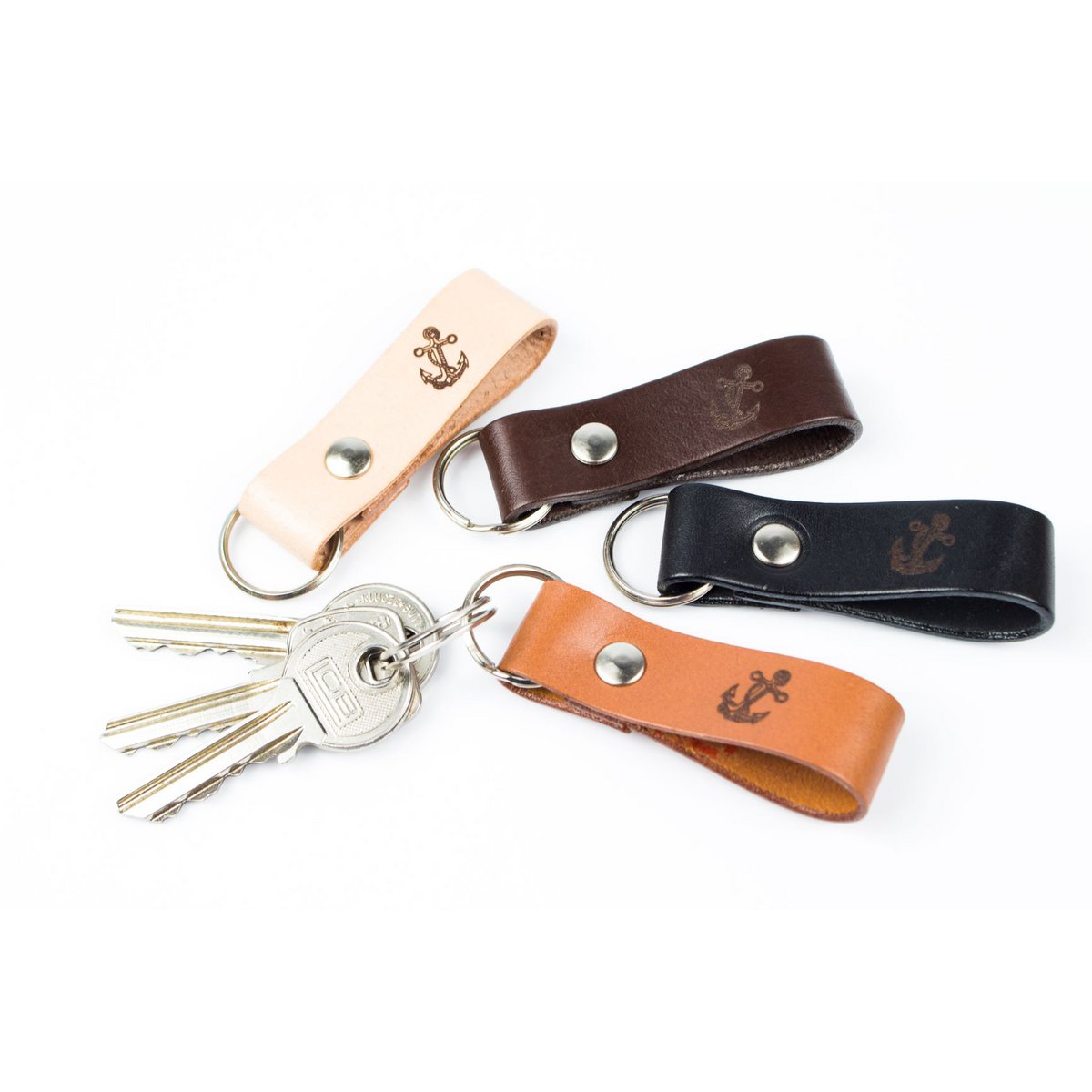 Leather keychain/ keyfob - anchor, sailing theme