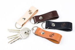 Leather keychain/ keyfob - anchor, sailing theme