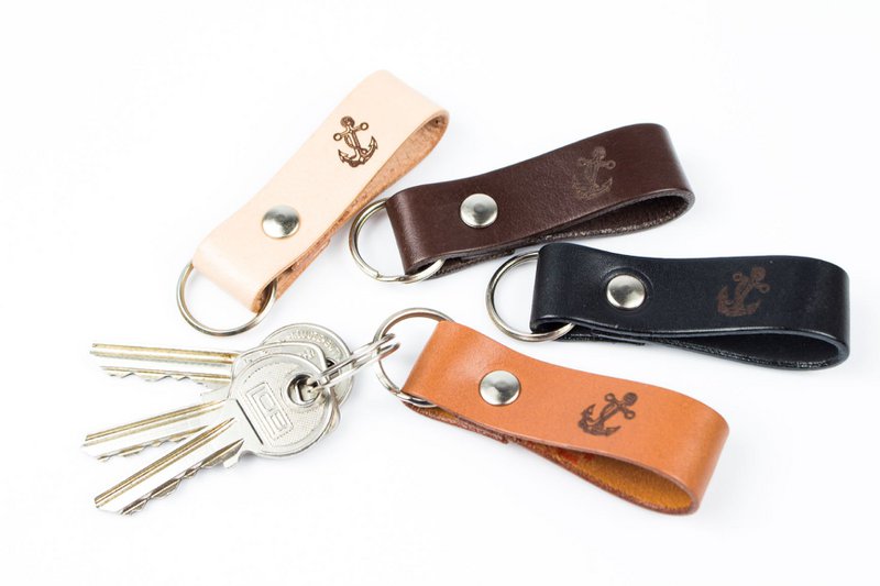Leather keychain/ keyfob - anchor, sailing theme