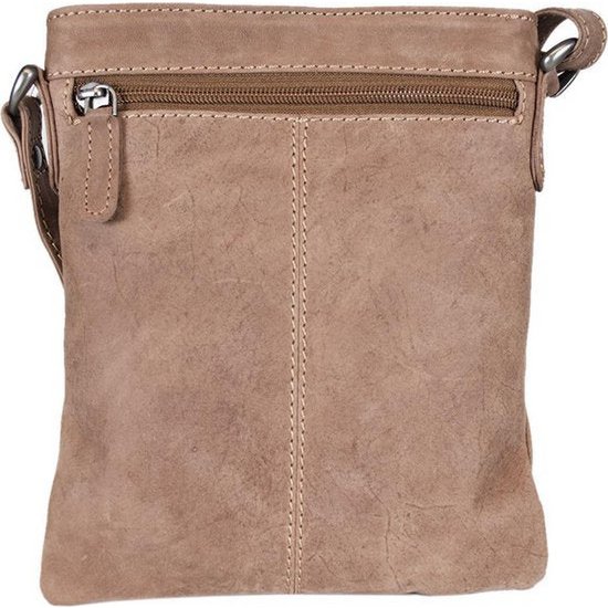 Bolso de hombro de cuero Taupe - Bolsa de cuerpo cruzado hecho de cuero con tope