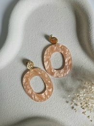 Earrings oval pastel orange
