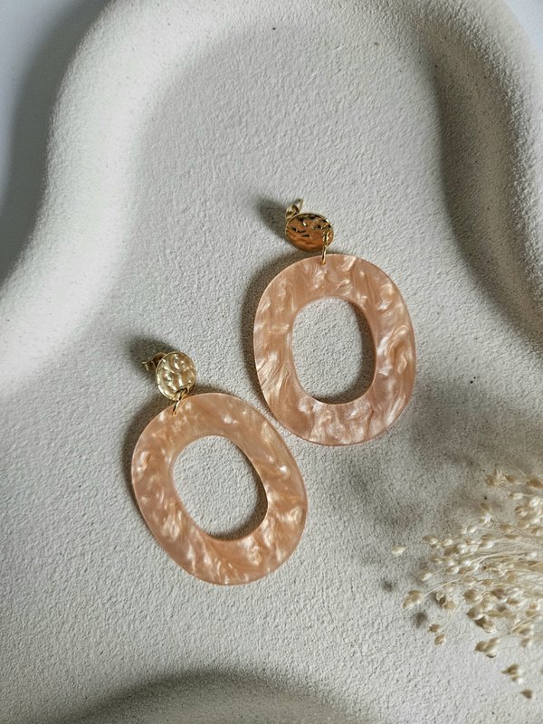 Earrings oval pastel orange